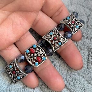 Pretty Beaded Jeweled Pave Chunky Statement Stretch Bracelet